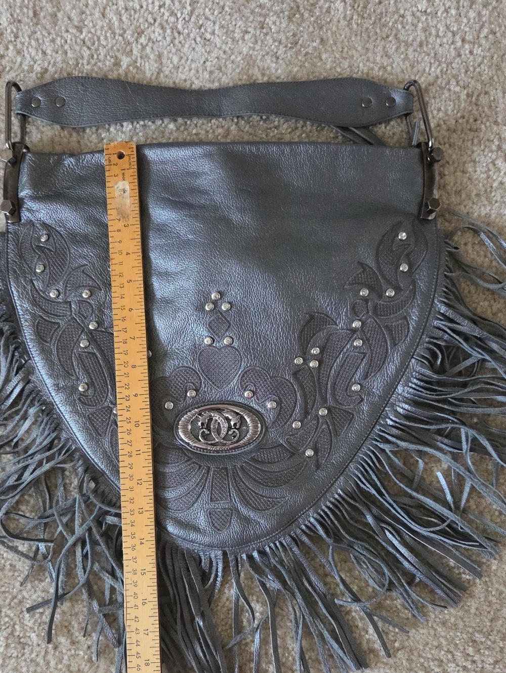 Sharif Gray Bling  Fringe Shoulder Bag